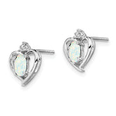 Sophia Jewelers 925 Sterling Silver Opal & Diamond Rhodium-Plated Earrings